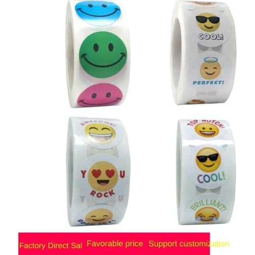 Roll up smiley face encouragement reward sticker childrens toys decoration sticker label