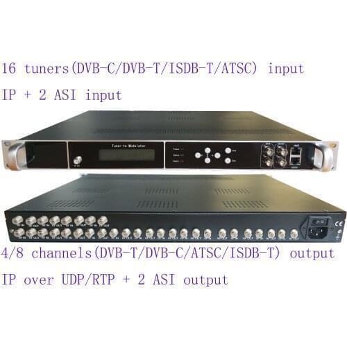16 way dvb-s2/S to dvb-C catv modulator, 16 way DVB-C/T tuner to DVB-C RF modulator, TV headend