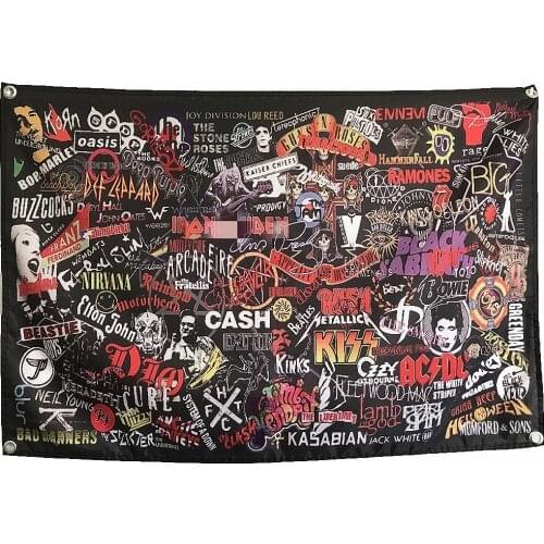 Heavy Metal Rock Band Posters Banners Music Studio Wall Decoration Hanging Painting Waterproof Cloth Polyester Fabric Flags Y9
