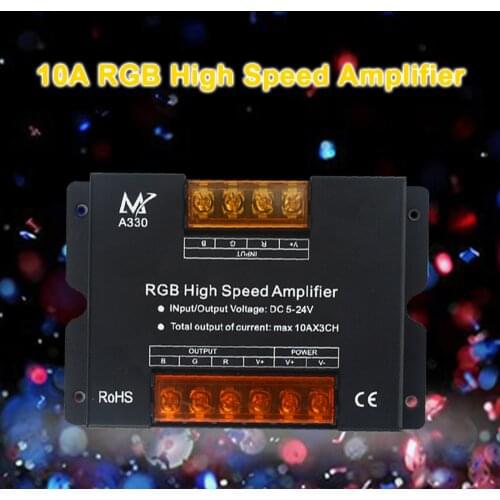 720W RGB led Signal Amplifier High Speed Controller Dimming DC5V-24V 30A Iron Shell For RGB 5050 3528 SMD LED Strip lamp