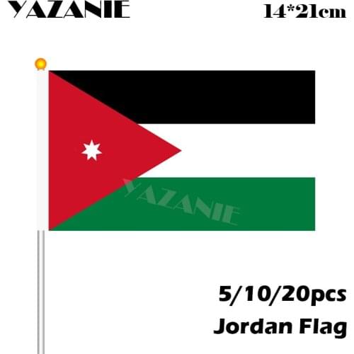 YAZANIE 14*21cm 5/10/20pcs Jordan National Flag Hand Waving Flag Quality World Countries Flags Elegant Car Flag Free Shipping