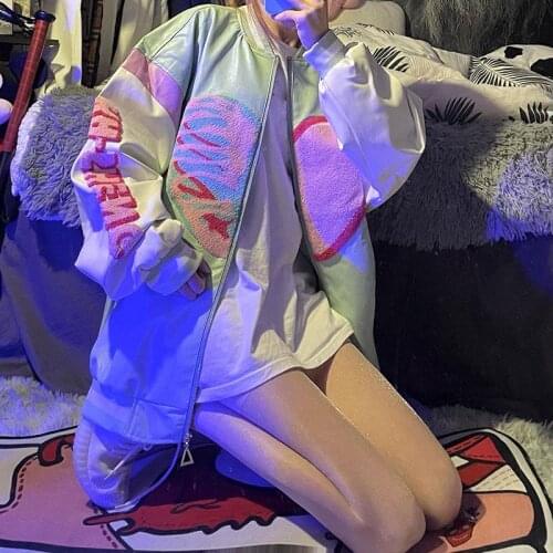 2021 jacket female autumn and winter new Korean fashion retro jackets streetwear baseball jacket baseball uniform women tops