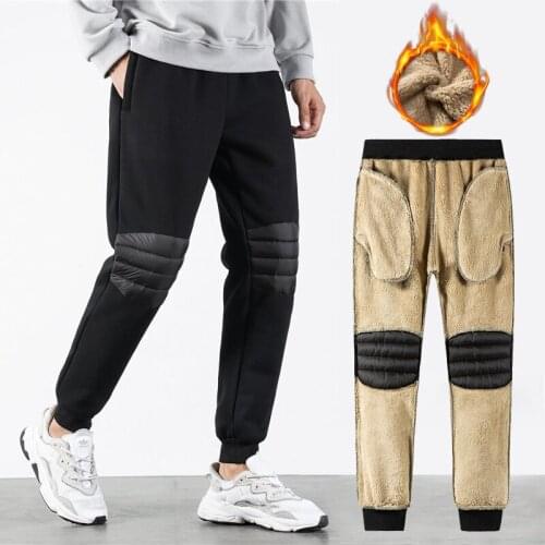 Plus Size Winter Thick Sweatpants Men 2021 New Patchwork Joggers Men Warm Trousers Streetwear Pants Elastic Waist Wool Pants