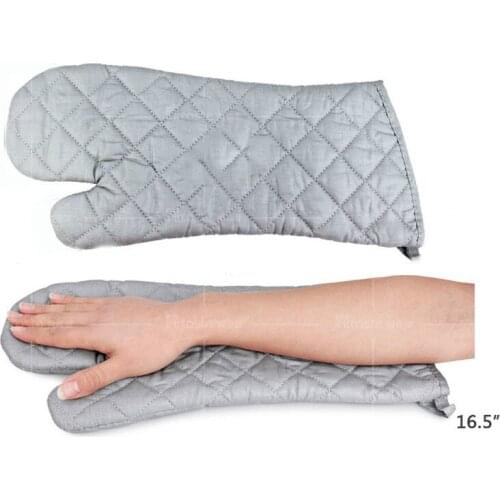 1pcs 16.5'' Heat Resistant Barbecue Oven Gloves Cotton Mitts BBQ Gloves Kitchen High Temperature Cooking Baking Tool Accessories