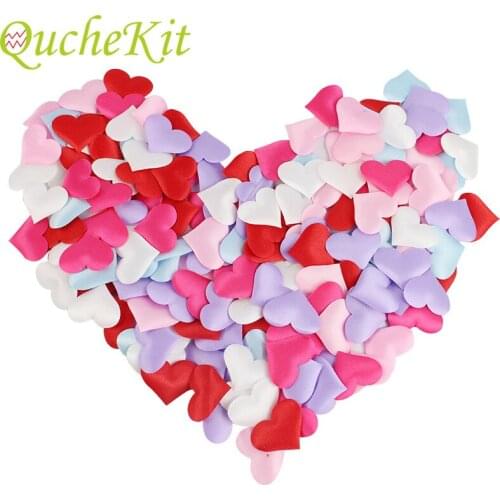 100pcs 35mm Sponge Heart Shaped Fabric Wedding Confetti Baby Shower Birthday Valentine Decoration Packing Gift Party Supplies