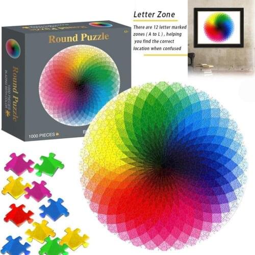 1000 Pieces Puzzle Colorful Rainbow Geometrical Photo Kids Baby Jigsaw Reduce Stress Puzzle Toy DIY Adult Educational Toy Y2Q6