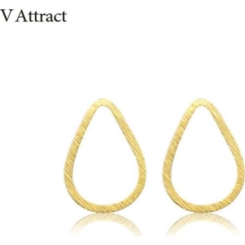 V Attract Stainless Steel Pendientes Rose Gold Raindrop/Waterdrop Stud Earrings Women Fashion Geometric Jewelry Orecchini Donna