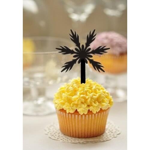 24pcs/lot Fashion tree Cake Topper black acrylic TREE Cupcake Topper For Wedding / Birthday Party Party Cake Decor
