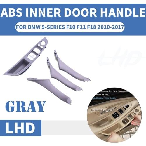 4PCS Left Hand Drive LHD For BMW 5 series F10 F11 F18 520 525 Gray Car Interior Door Handle Inner Panel Pull Trim Cover 10-17