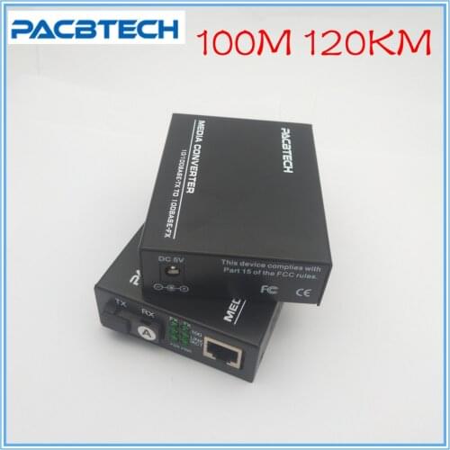 120KM Fiber Optic Converter 100M Singlemode Single Fiber 1490/1550nm SC/UPC Ethernet Media Converter