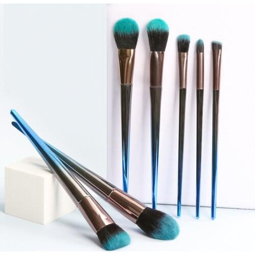 7pcs Makeup Brush Gradient Blue Blush Loose Powder Eyeshadow Makeup Brush Set Professional Beauty Tools