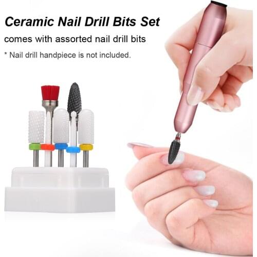 7pcs Ceramic Nail Drill Bits Set Pedicure & Manicure Drill Bits Kit Assorted Replacement Drill Bits for Electric Nail Drill