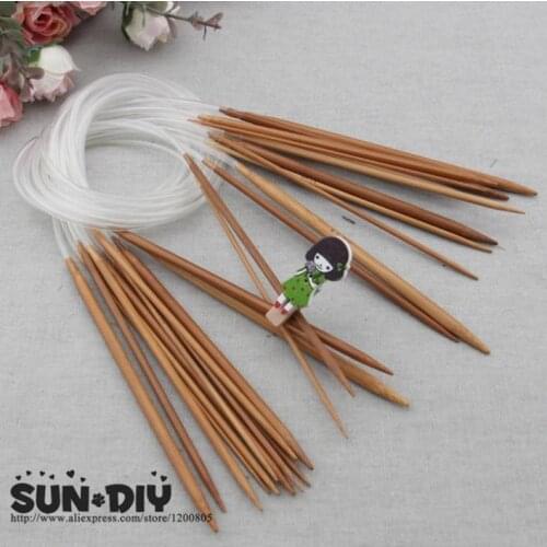 Free shipping Bamboo Circular knitting needles 80cm 18 pcs 2.0-10.0mm for DIY crafts knitting Needlework