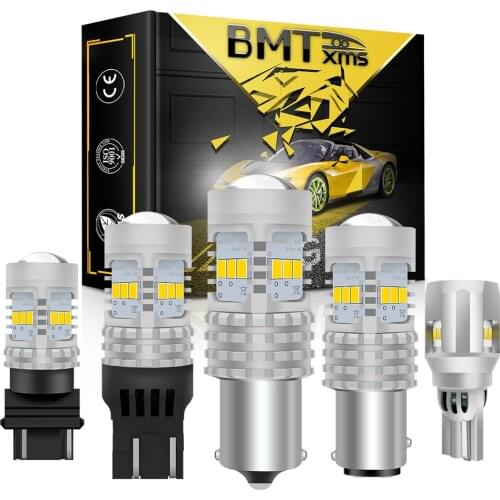 BMTxms 2Pcs Canbus Car LED Light T10 W5W T15 W16W T20 P21W PY21W W21W W21/5W BA15S BAY15D 7443 7440 3157 1500LM White Bulbs