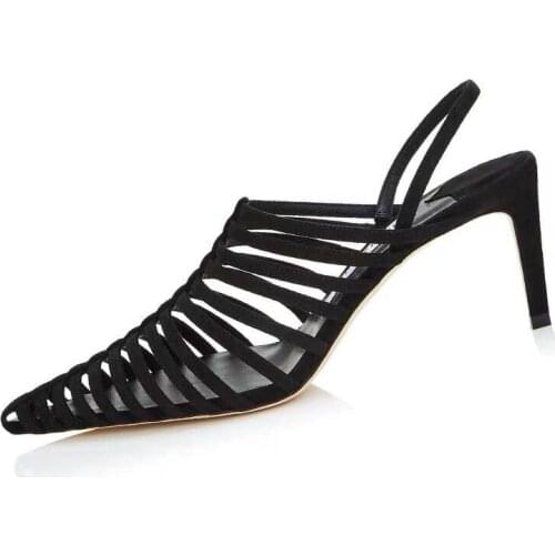 Kmeioo New Fashion Pointed Toe High Heels Sandals Woman Ladies elegant comfortable Party Pumps Dress Genuine leather Shoes 6cm