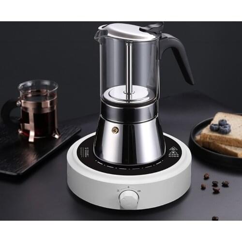 Household Moka Pot High Borosilicate Glass Hand Coffee Maker Portable Concentrated Stainless Steel Appliance Coffee Maker