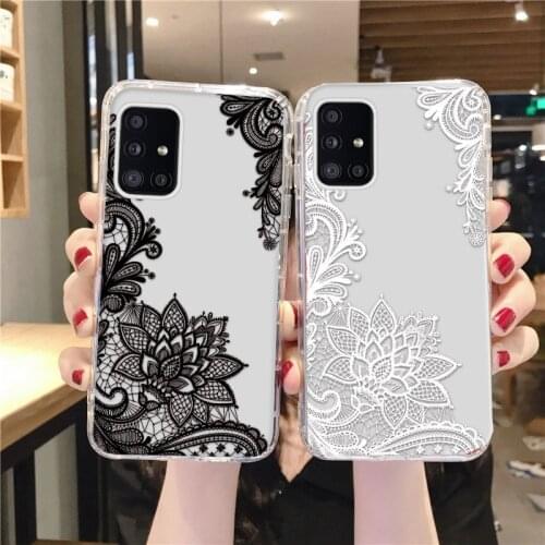 Lace Silicon Case For Samsung A21S A12 A31 A51 A71 A32 A52 A72 4G 5G S10 S20 S30 S21 Note20 Ultra FE M51 J7 Prime Cover Capa