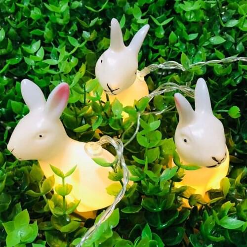 1.5M 10LED Easter Rabbit String Light Garland Plastic Battery Garden Lamp Holiday Lighting Home Decorative Easter Decoration