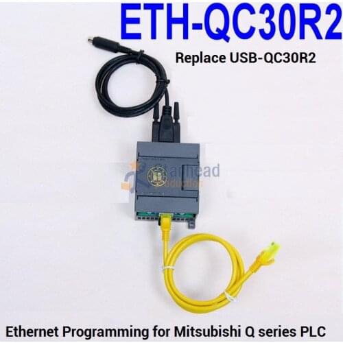 Isolated ETH-QC30R2 PLC Programming Adapter, for Ethernet to Mitsubishi Q PLC MD6 RS232 Port, Replace USB-QC30R2 Cable
