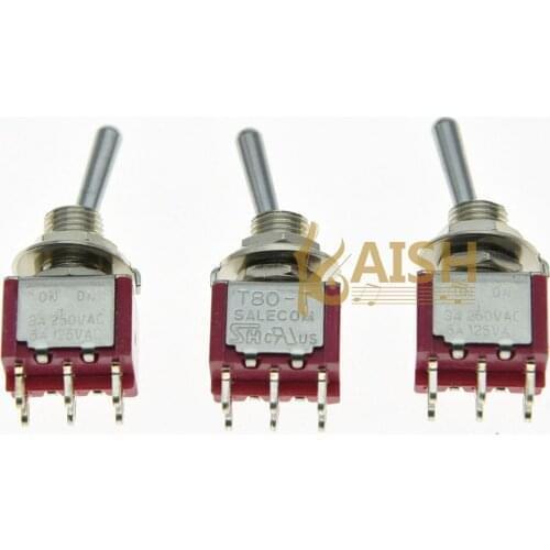 KAISH 5x DPDT 2 Way ON ON Guitar Mini Toggle Switch SALECOM UL Car/Boat Switches