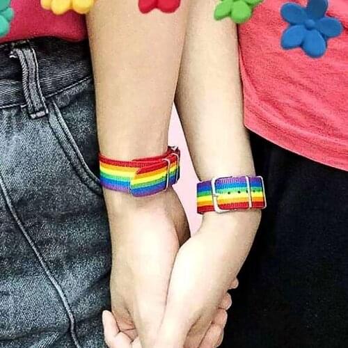 2 Pcs/Set Classic Unisex LGBT 6 Color Rainbow Bracelets For Women Men Simple Cotton Polyester Charm Bracelet Jewelry Gifts