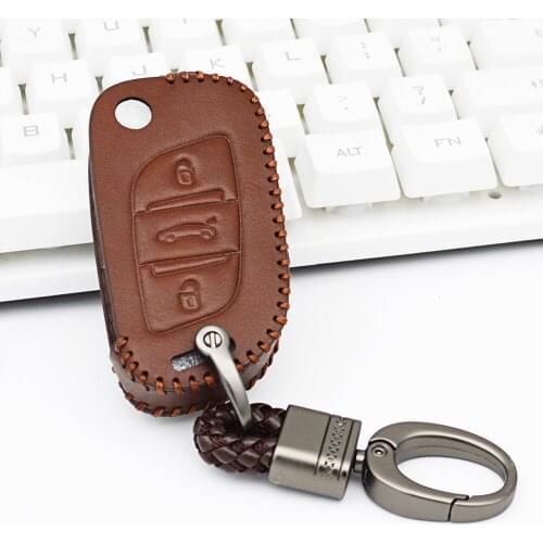 Leather Car Key Cover Case for Citroen C4 C4L C5 C6 C3 XR C2 DS3 DS4 DS5 DS6 Coupe VTR Berlingo C8 Car Key Holder For Peugeot