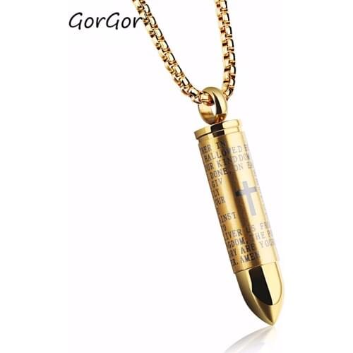 GorGor New Style Lettering Stainless Steel Unscrewed Creative Installed Paper Cross Pendant Individuality Mens Necklace 1137