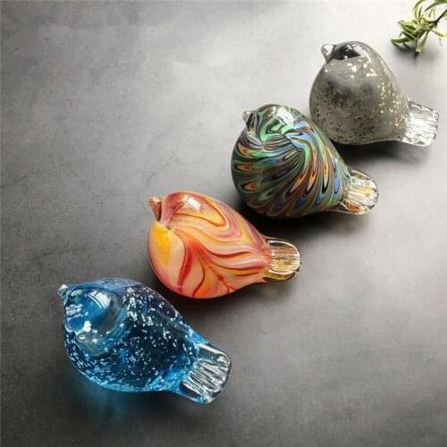 Creative Crystal Glass Birds Home Decoration Accessories Animal Crafts Coloured Glaze Birdie Figurines Miniatures Wedding Gifts