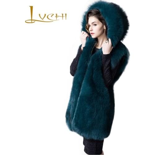 LVCHI Fur Store 2016 Warm Winter Womens Real Waistcoat for women Natural fox fur vest sexy slim Overcoat Sleeveless Jacket