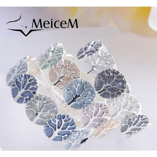 Meicem Trendy Tree of Life Shape Bracelet Boho Bracelets Womens Alloy Metal Circle Bangles Accessories Mujer Jewelry for Woman