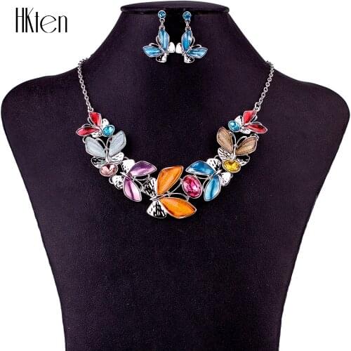 MS1504734 Fashion Jewelry Sets High Quality Necklace Sets For Women Jewelry Multicolored Crystal Butterfly Design Party Gift