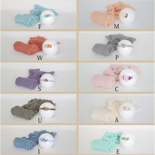 Stretch Wrap Headband Set Vintage Newborn Posing Fabric Layer Cheesecloth Wrap Baby Swaddle Blanket Photography Props