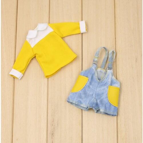 Outfits for Blyth doll Yellow clothes with Overrals suit for 1/6 BJD azone ICY DBS