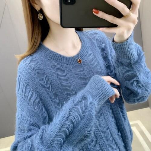Room 199573 row 3 No.3 middle] real shot round neck long sleeve loose Pullover Sweater 34