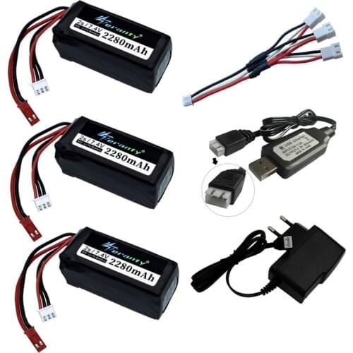 Upgrade 7.4V 2280mah LiPo Battery + Charger For Wltoys V353 A949 A959 A969 A979 k929 903048 7.4v Battery For Drone RC Cars Boats