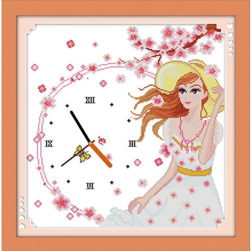 Refreshing summer day cross stitch kit 14ct 11ct count print canvas wall clock stitching embroidery DIY handmade needlework