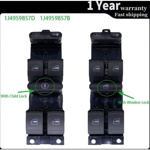 Window Control Switch High Quality Electric Button With Child lock For Volkswagen Golf Jetta Passat 1J4959857