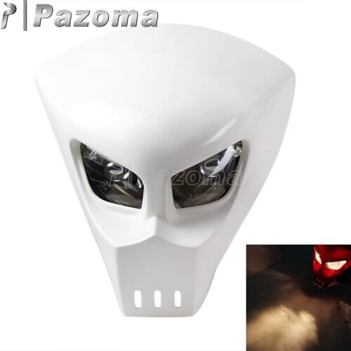 Pazoma High Quality 12V White Motorcycle Headwinds Headlamp Skull Headlight For Harley Custom Application