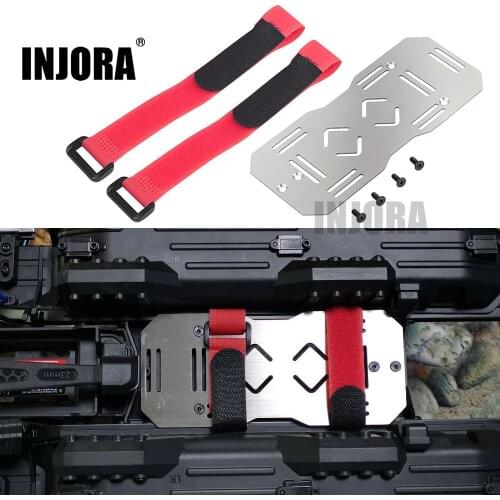INJORA TRX-6 Stainless Steel 150*65mm Additional Battery Tray Plate with Tie for 1/10 RC Crawler Car Traxxas TRX6