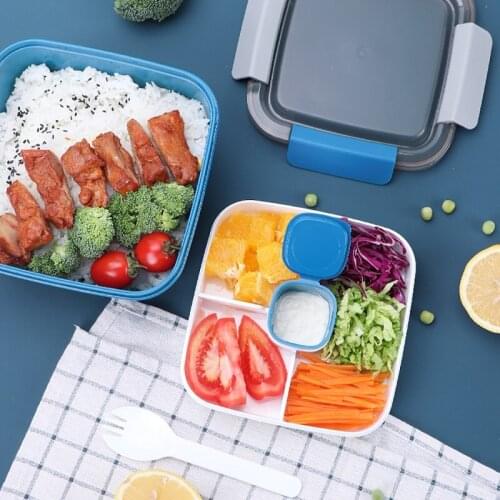 Heated Lunch Box For Kids School With CompartmentsTableware Kitchen Food Container Microwaveable Bento Box Japanese Style