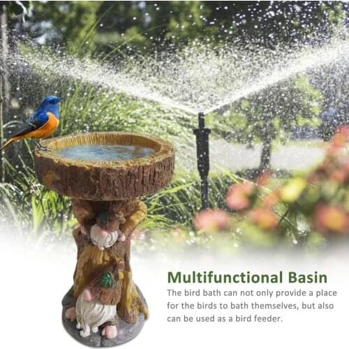 Resin Birth Bath Basin Garden Gnome Decor Bird Feeder for Outdoor Resin Dwarf Bird Bath Garden Ornaments Garden Decoration