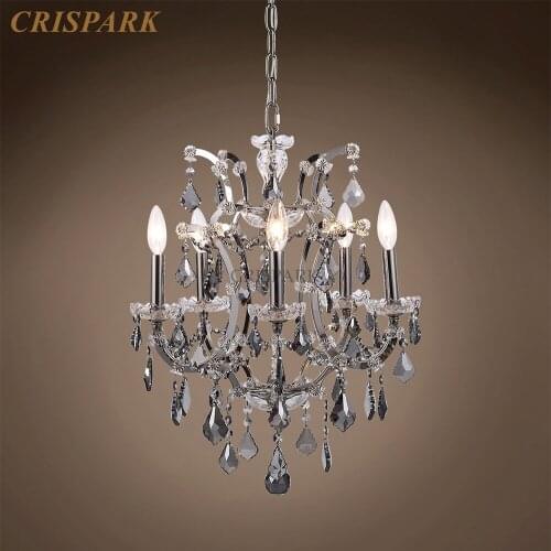 Maria Theresa Smoky Crystal Ceiling Chandelier LED Lights Home Decorative Classical Crystal Chandelier Light Fixture for Bedroom