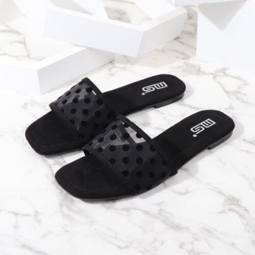 Womens Slippers Summer Bathroom Non Slip Slides Soft Bottom Ladies Flat Tulle Slippers Casual Comfortable Female Shoes qq85