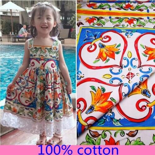Sicily stripe Printed100% cotton fabric for women kids dress DIY cloth for Patchwork Sewing Needlework handwork dolls Material