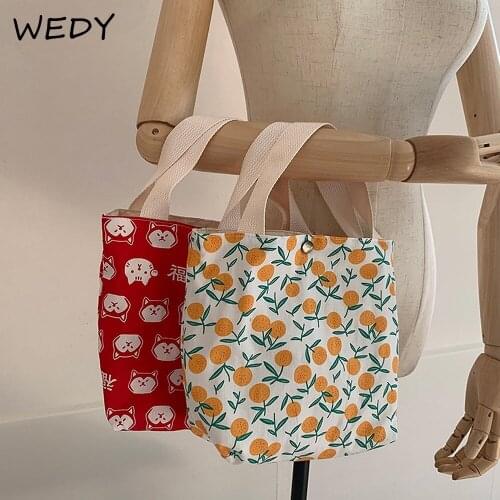 Portable Lunch Bag Korean Style Floral Small Tote Handbag Cotton Fabric Children Lunch Bags Picnic Food Storage Hand Bag Pouch