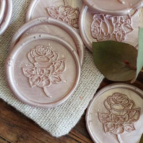Blush rose wax seal,self adheasive wax seal,wax seal,English rose wax seal,botanical wax seal,envelope seals,peel and stick wax