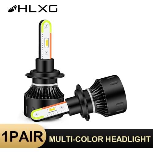 HLXG Multi color RGB h7 led bulb Colorful car headlight h4 led h11 H8 H9 9005 9006 HB4 HB3 Bulb APP Bluetooth Control lamp 12V