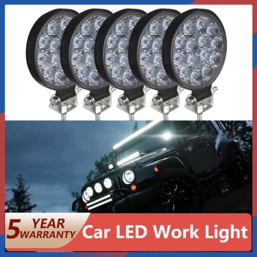 42W LED Work Light LED Car Front Fog Light 12V 24V For Truck SUV 4X4 4WD Engineering Headlights Off-road LED Round Headlamp