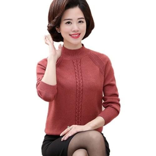 Middle-aged Mothers Sweaters New Autumn Winter Thicked Knitted Sweaters Women Pullovers Female O-neck Short Knitted Jumper A32