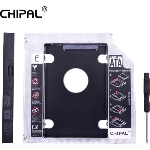 CHIPAL Universal SATA 3.0 2nd HDD Caddy 12.7mm for 2.5" SSD Case Hard Drive Enclosure + LED Indicator for Laptop CD-ROM Optibay
